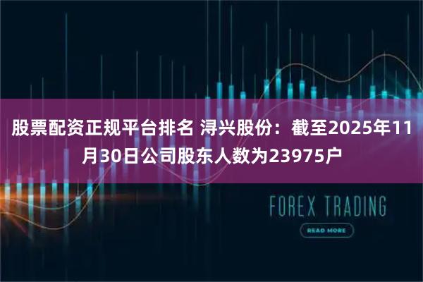股票配资正规平台排名 浔兴股份：截至2025年11月30日公司股东人数为23975户