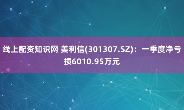 线上配资知识网 美利信(301307.SZ)：一季度净亏损6010.95万元